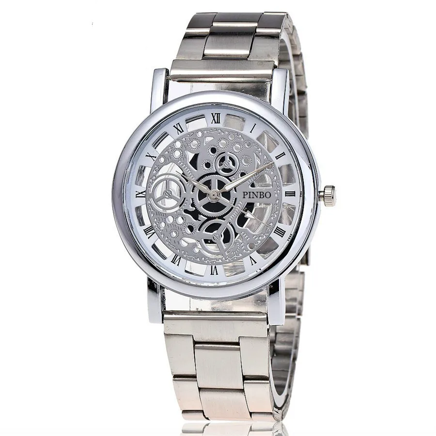 Модные мужские Роскошные Брендовые Часы в римском стиле со скелетом полые