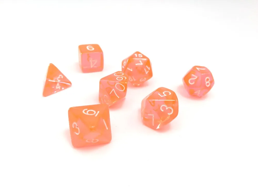 7 шт./компл. игра в кости D4 d6 d8 d10 d10% d12 d20 зеленый цвет многосторонний эффект прозрачности RPG кости игра