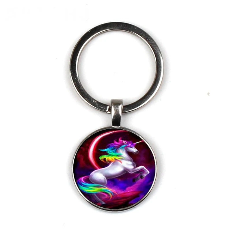 Модный брелок с круглым стеклом в виде единорога художественные подарки модная