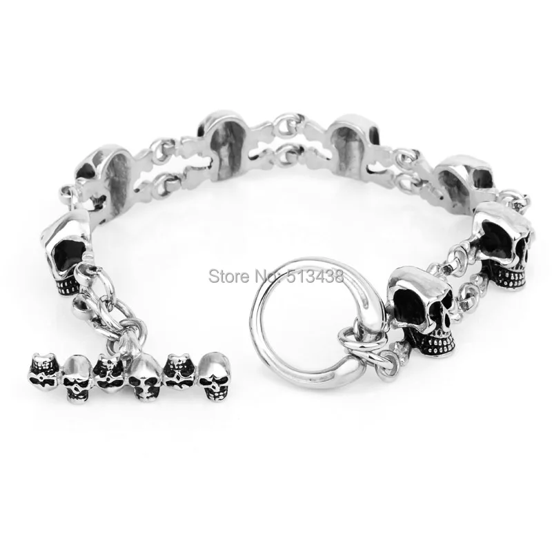 Модные шикарные ювелирные изделия Готический Байкерский браслет с черепом из
