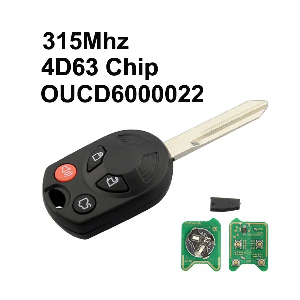 OkeyTech 315/433 МГц 3+ 1 4 кнопки 4D63 80 битный чип дистанционного Управление смар ключи для Ford Explorer edge Escape Maverick Kuga Raptor - Количество кнопок: 315Mhz