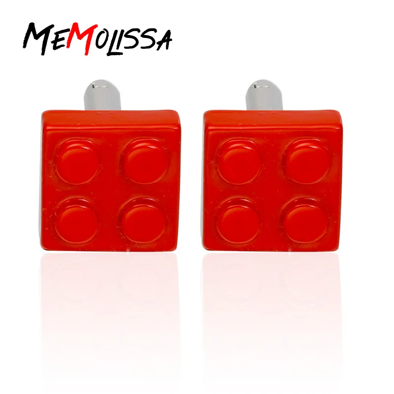 

MeMolissa Fashion Cufflinks Red Blocks Cuff Links for Mens Gifts Dad Trendy Cuff Buttons Wedding Favors For Father's Day