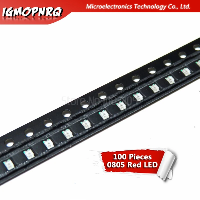 Светодиодный диодный светильник 100 шт. красный 0805 SMD | Электронные компоненты и