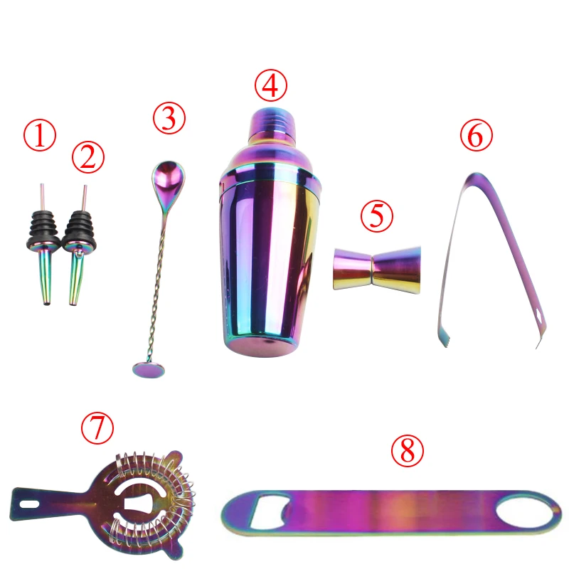 Набор шейкеров для коктейлей из нержавеющей стали 8 шт. высококачественный