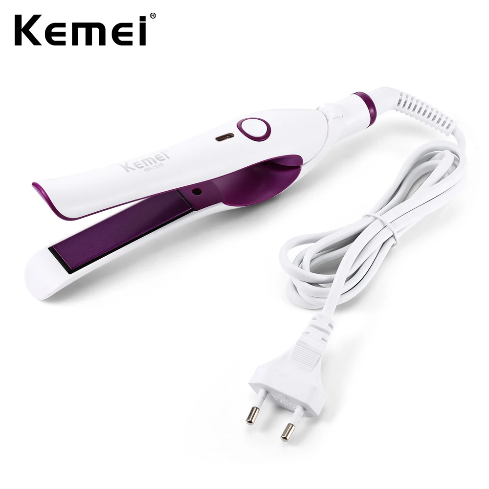 Kemei KM-1025 Профессиональный мини Керамика выпрямитель для волос гладкие блестящие