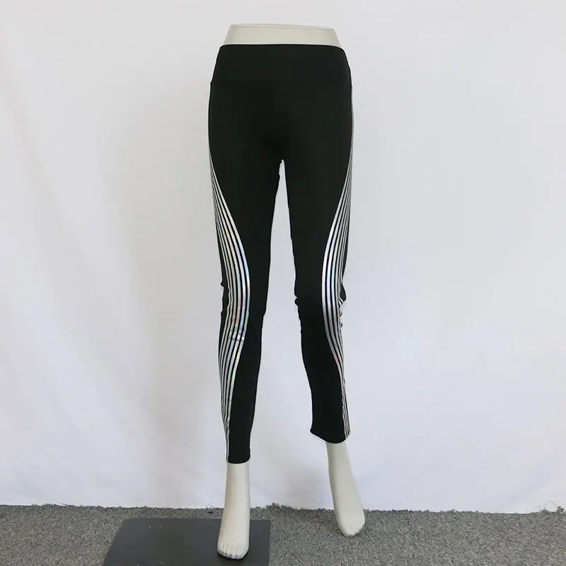 2018 Hot Women Leggings Black laser Strip Luminous Light Fitness Elasticity Leggins Slim High Waist Trousers Sexy Dance Pants | Женская