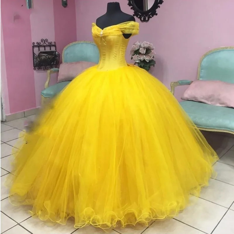 Angelsbridep Ball-Gown Corset Quinceanera-Dresses 16-Dress Vestidos Romantic Sweet Yellow Vintage Ruffles Off Shoulder Plus Size