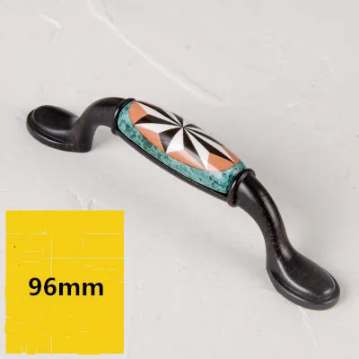 H 96mm -2 handle 96 128 мм американская Ретро сельская керамика Кухонный шкаф дверная ручка черный античный медный ящик шкаф ручка " ORB - Цвет: H 96mm -2 handle