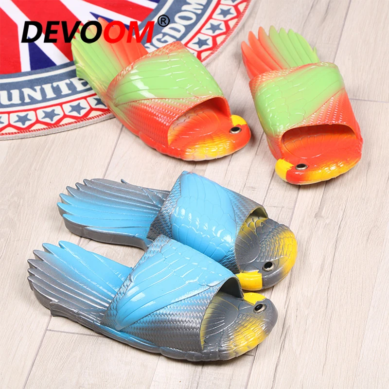 Новое поступление дизайнерские тапочки с попугаем женские летние шлепанцы 2018