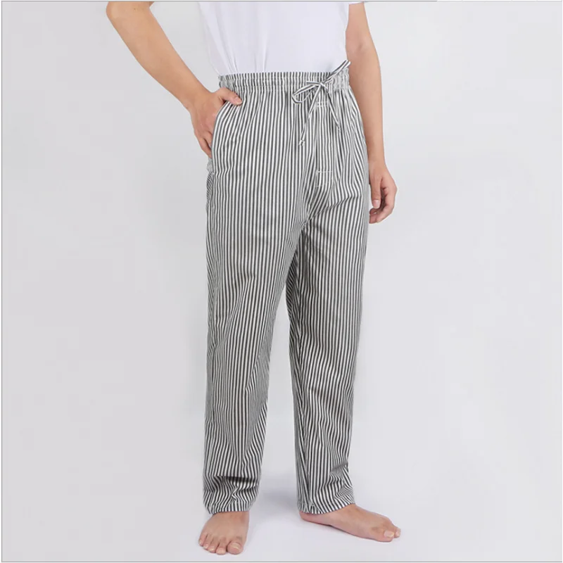 Spring Summer Men 100% Cotton Sleep Bottoms Male plus size night trousers sleepwear pyjama Casual Loose Plaid pajama pants | Мужская