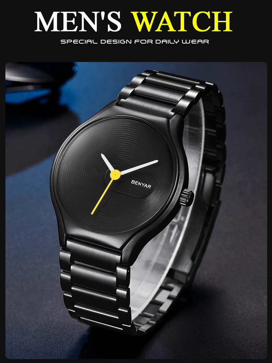 BENYAR, часы для влюбленных, для мужчин и женщин, брендовые Роскошные Кварцевые часы, модные, повседневные, водонепроницаемые, 30 м, нарядные часы, рождественские подарки на день Святого Валентина