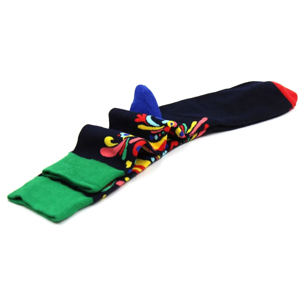 funny Colorful men's cotton stocks party hip hop style patchwork pattern christmas gift for dress casual happy wedding | Мужская