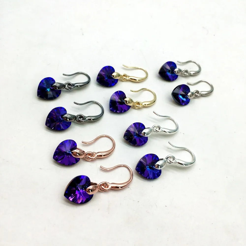 MS Betti 2019 Новые мини-серьги с сердечками настоящими кристаллами от Swarovski Bijoux