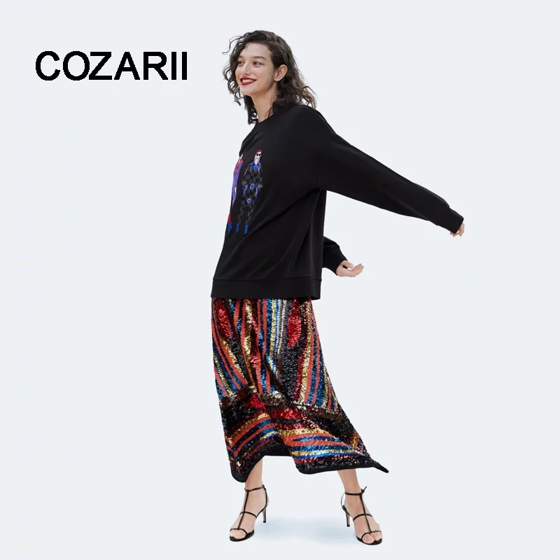 COZARII BTS Толстовка harajuku Пуловеры махровые с круглым вырезом для девушек с вышивкой с заниженным плечом boyfriend Большие размеры Женская толстовка