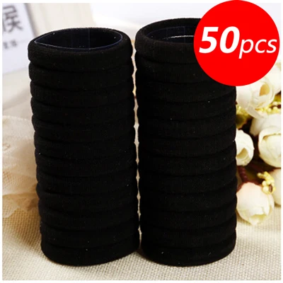 50PCS Style 1 50 шт., Эластичные аксессуары для волос для девочек, резинки, яркие флуоресцентные черные цветные кольца, конский хвост, резинки для волос, головные уборы - Цвет: 50PCS Style 1