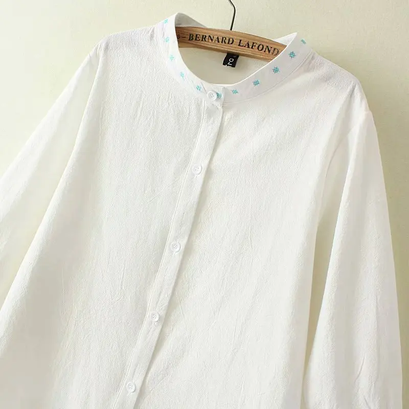 Женская Свободная блузка из хлопка с вышивкой размера плюс рубашки