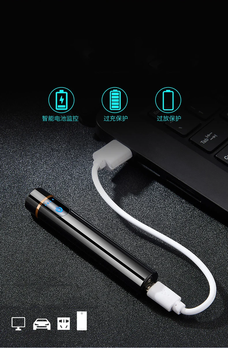 Цилиндрическая мини USB перезаряжаемая Проводная Зажигалка сенсорный датчик переключатель зажигания прикуриватель вольфрамовый провод прикуриватель