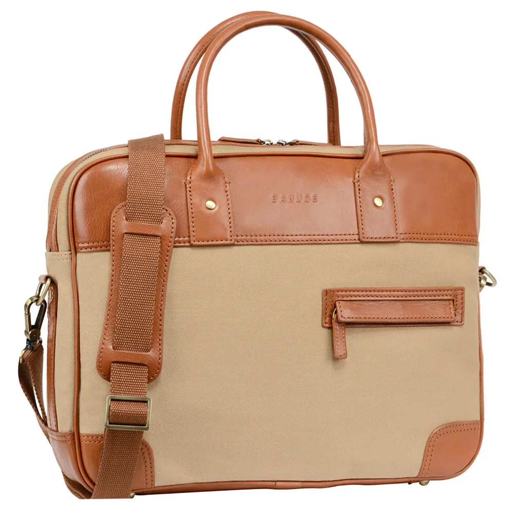 Banuce мужские Кожаные Холст Сумка Для Ноутбука Case Повседневная Бизнес Портфель для