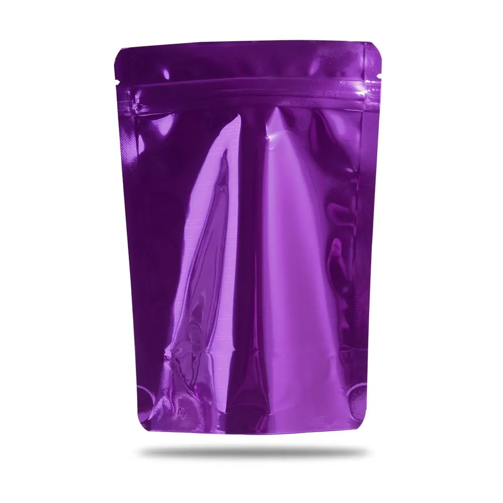 Purple Zip Lock Bag Двухсторонние цветные плотные термогерметичные упаковочные пакетики со струнным замком пищевой вертикальный алюминиевый фольга с застежкой мешочки 100 шт - Цвет: Purple Zip Lock Bag