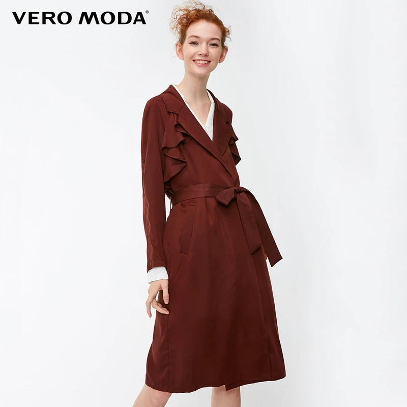 Vero Moda женский лацкан гофрированные планки регулируемые рукава длинный ветровка пальто | 318321521