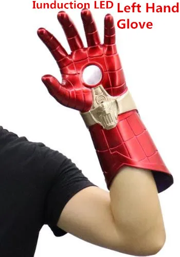 Lastest Marvel аниме Человек-паук, косплей, Фигурка «Железный человек» из ПВХ перчатки индукционные светодиодные маски Человек-паук пусковая перчатка маска - Цвет: left glove