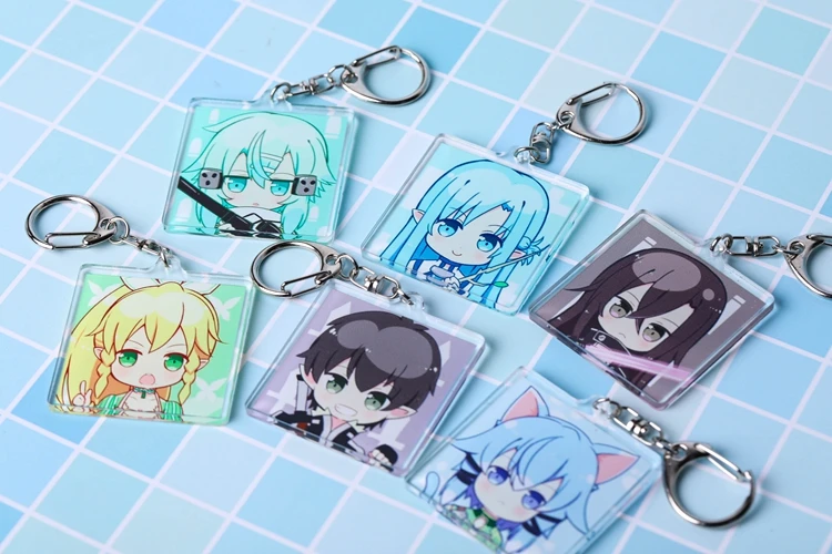 Аниме Сан меч искусство онлайн Yuuki Asuna Kirito Shino прозрачная акриловая фигурка брелок