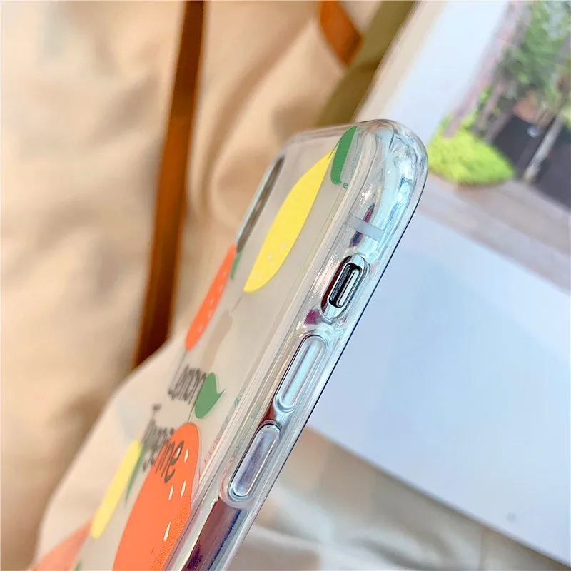 Забавный фрукты вишня клубника orange lemon крышка для iPhone 7 8 Plus 6 6s X XR XS MAX прозрачный