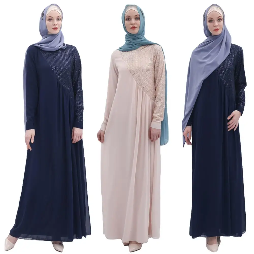 Платье женское шифоновое в мусульманском стиле с блестками
