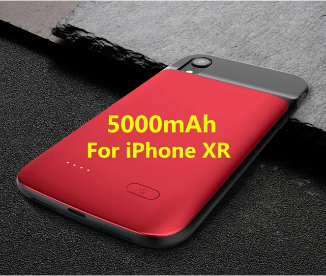 Red NTSPACE 5000 mAh жидкий силиконовый ударопрочный аккумулятор зарядное устройство чехол для iPhone XR Внешний Аккумулятор Чехол - Цвет: Red