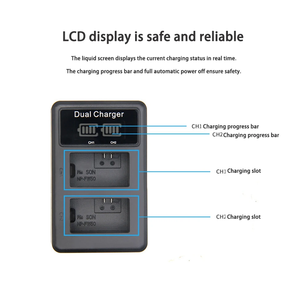 NP FW50 цифровой Камера батареи Быстрая зарядка 5В USB Dual Зарядное устройство с ЖК