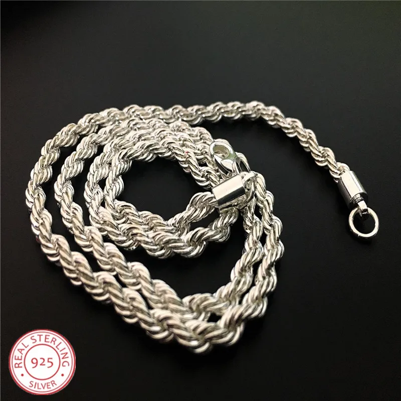 

LJ&OMR wholesale silver plated necklace fashion jewelry Rope Chain 4mm Necklace 16 18 20 22 24"
