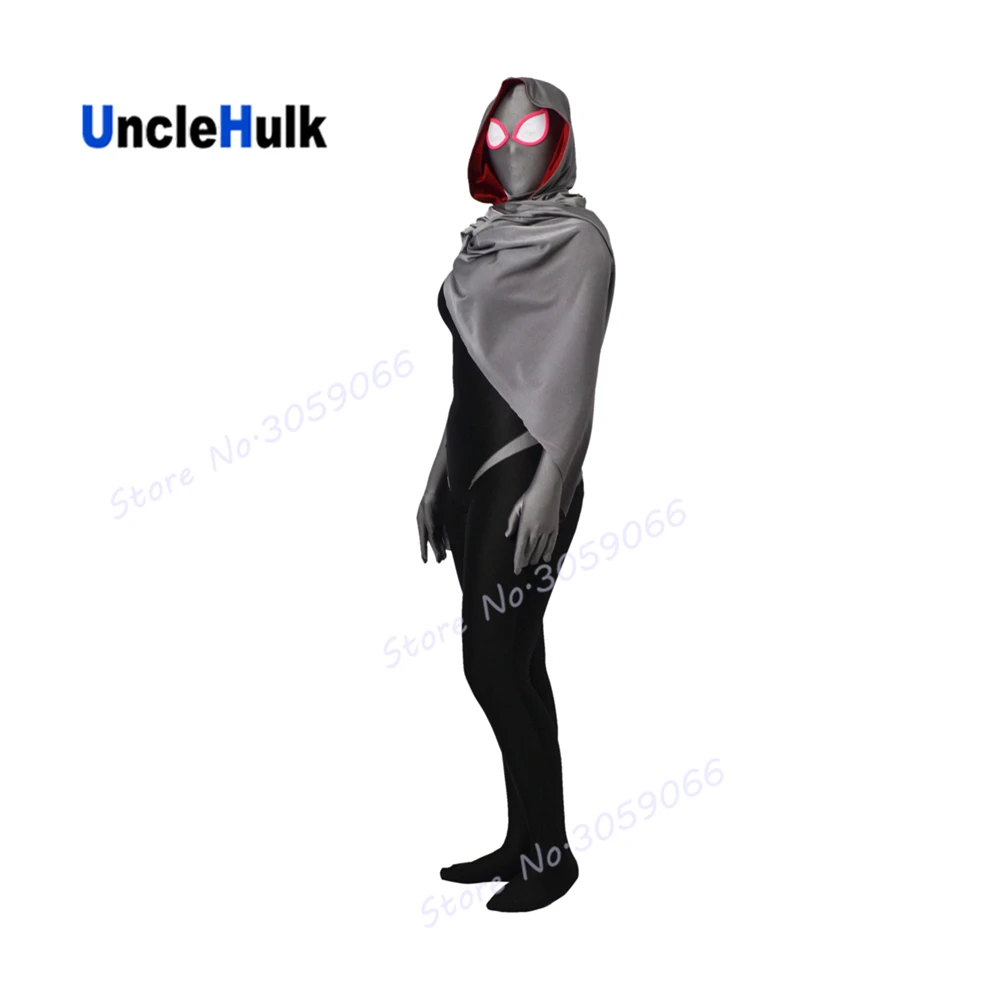 Костюм зентай из спандекса с принтом SpiderGwen (с капюшоном и накидкой) | UncleHulk|zentai