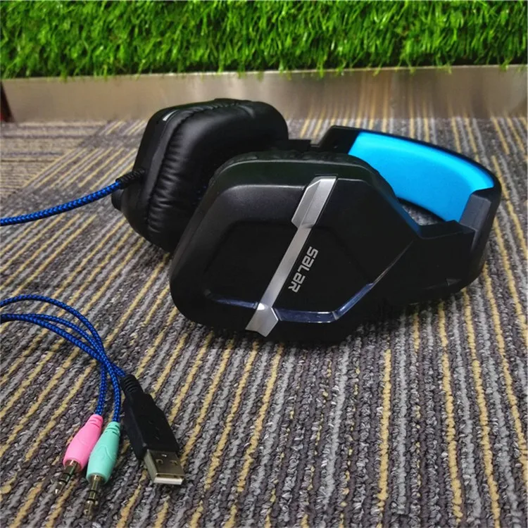 Salar KX901 игровая гарнитура проводная повязка на голову с микрофоном/светодиодный светильник над ухом Стерео глубокий бас для компьютера геймера наушники