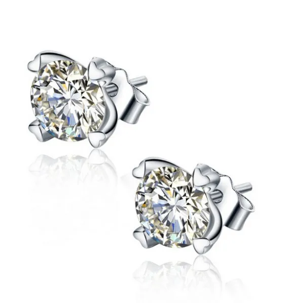 Серьги стержня Женщины 2016 Новый Роскошный циркон CZ Diamond Crystal Rhinestone Посеребренная