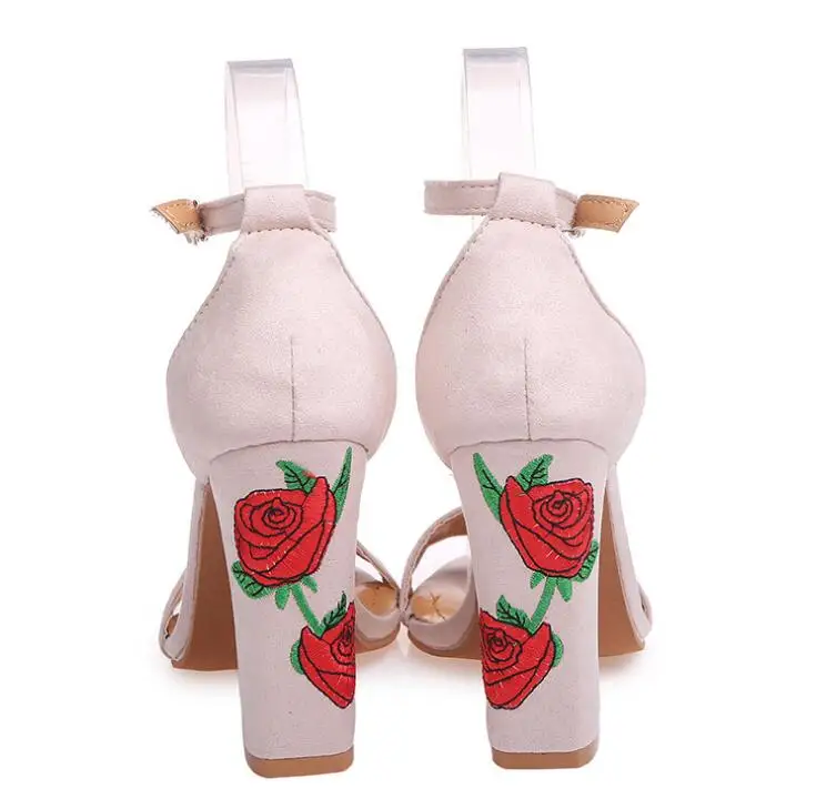 Женские замшевые босоножки DADIJIER сандалии на высоком толстом каблуке с цветочным