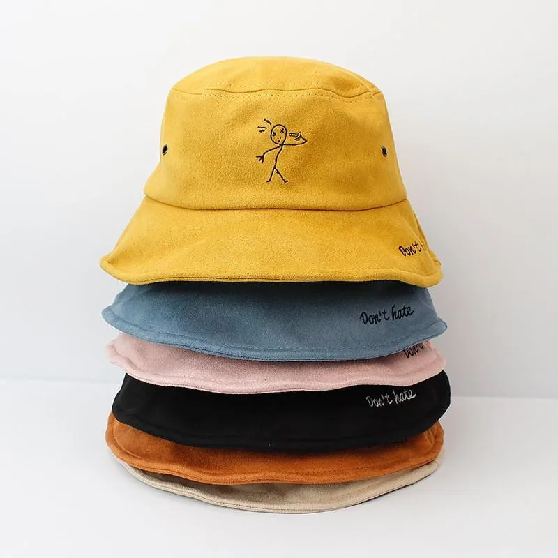 

2019 warm Thicken cotton embroidery Bucket Hat Fisherman Hat outdoor travel hat Sun Cap Hats for men and Women 508