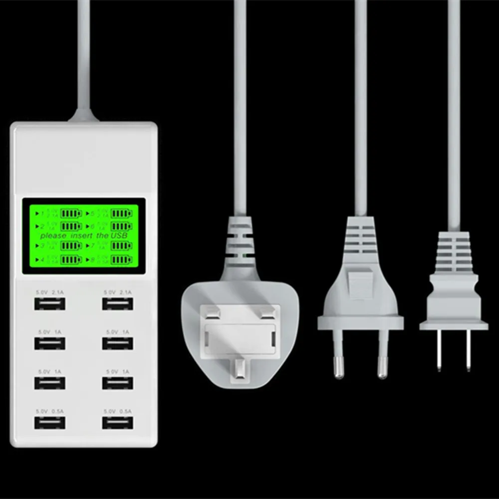 8 портов USB с светодиодный дисплей зарядное устройство EU/US/UK Разъем для iPhone Xiaomi