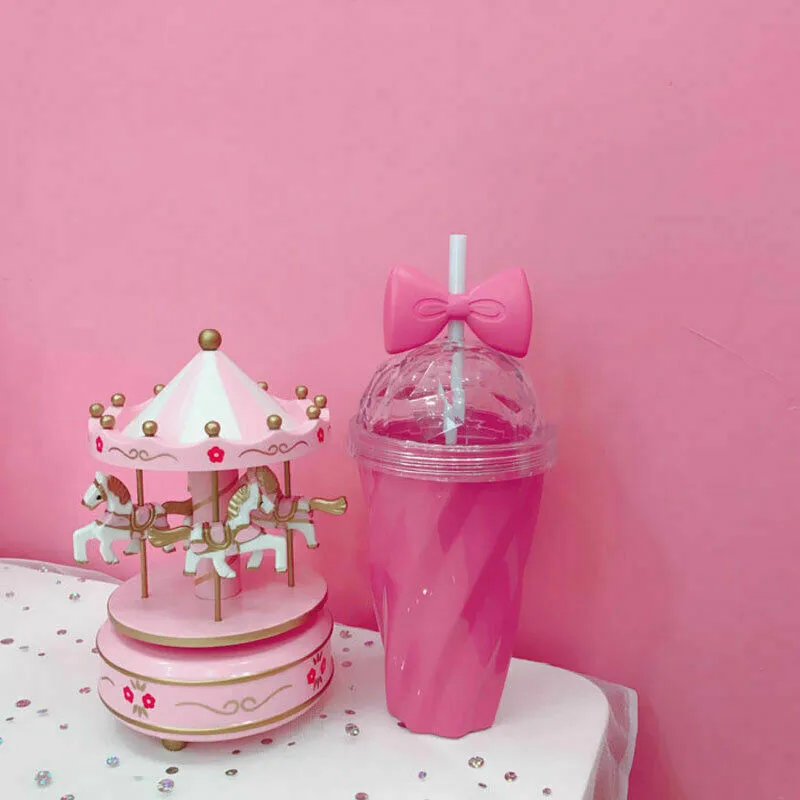 Женская милая 400 мл соломенная чашка с бантом пластиковая крышкой для воды