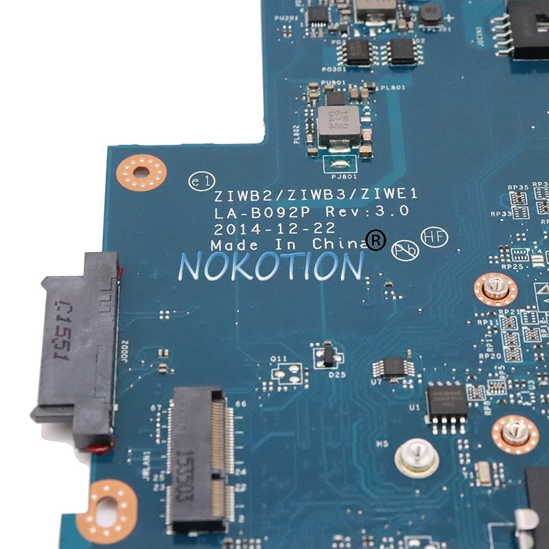 Nokotion ZIWB2 ZIWB3 ZIWE1 материнская плата для ноутбука lenovo Ideapad 14-дюймовая SR1EB 5/20/g46118 LA-B092P |