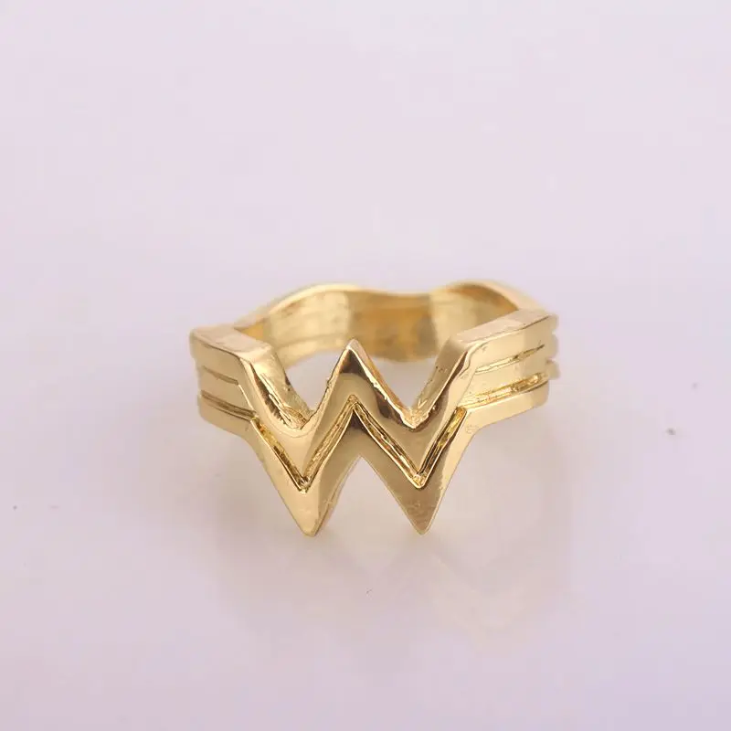 2017 модные мужские и женские кольца с логотипом Wonder Woman W ювелирные изделия золотой