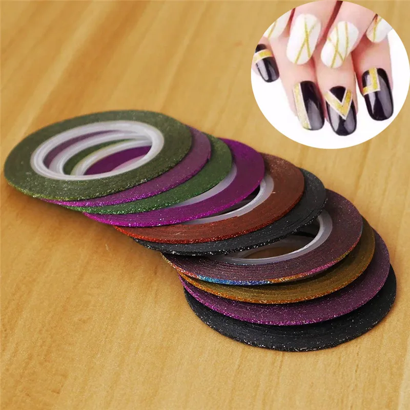 Горячая 1 Rolls Nail Книги по искусству блеск золота Розовый зачистки лента линия полосы Декор Инструменты ногтей Стикеры школьные принадлежности канцелярские лента