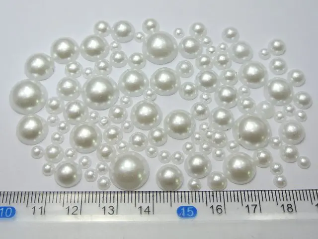 

500 Pure White Acrylic Round Half Pearl Assorted Size 4mm-12mm FlatBacks Scrapbook Craft