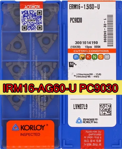IRM16-AG60-U PC9030 = 16IR AG60 100% оригинальные KORLOY карбида резьбовые вставки обработки: