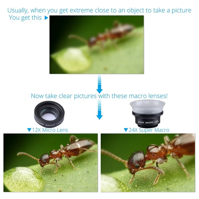 Комплект объективов APEXEL для телефонов Iphone 7/6s / 6s Plus Ios Android|phone lens|macro lenssuper macro lens |