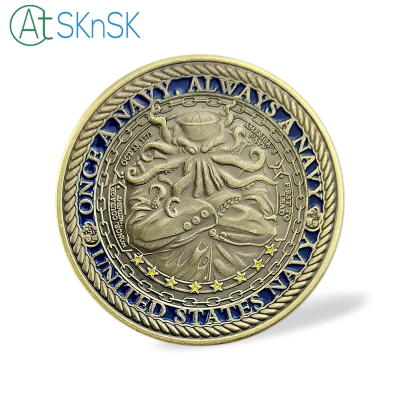 Новинка 1/3/5/10 шт./лот монета-Осьминог из американского флота коллекционные монеты