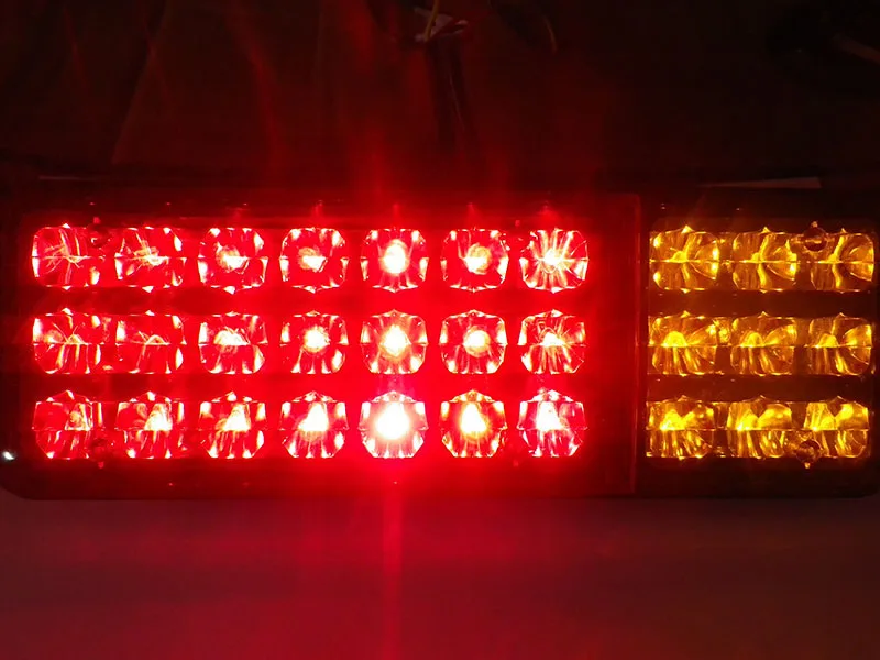 

1Pair Car Rear Tail Lights Red Yellow Stop Turn Signal Taillight for 12V 24V Truck Trailer Lorry Van