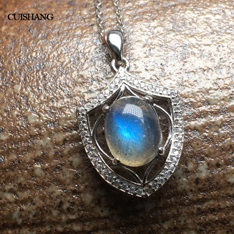 CSJ натуральный синий подвески с лабрадоритом стерлингового серебра для женщин