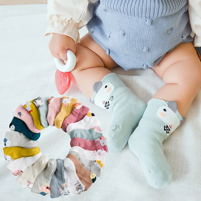 2018 New baby girl boy knee socks anti slip Baby Cartoon toddler lovely stereo ear sock 5 color suit gift | Детская одежда и обувь