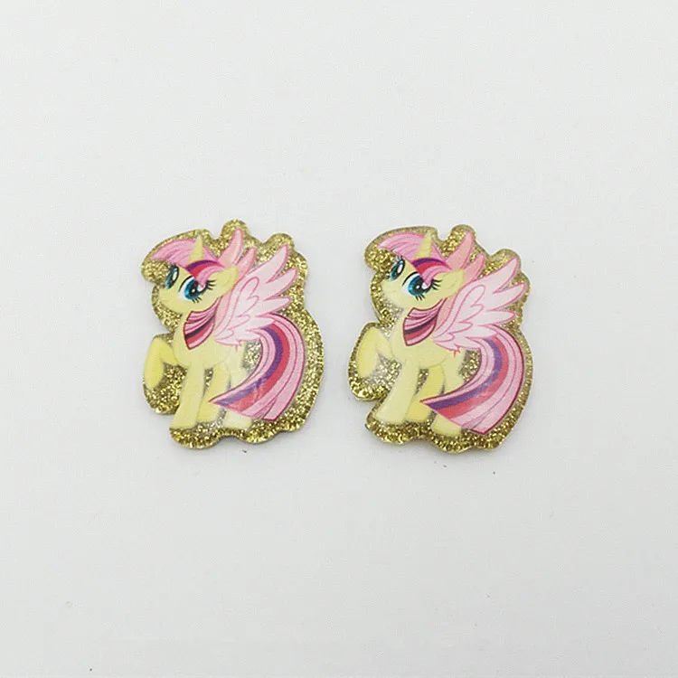 10 шт. кавайные плоские каучуковые Мультяшные планы с блестками пони Единорог