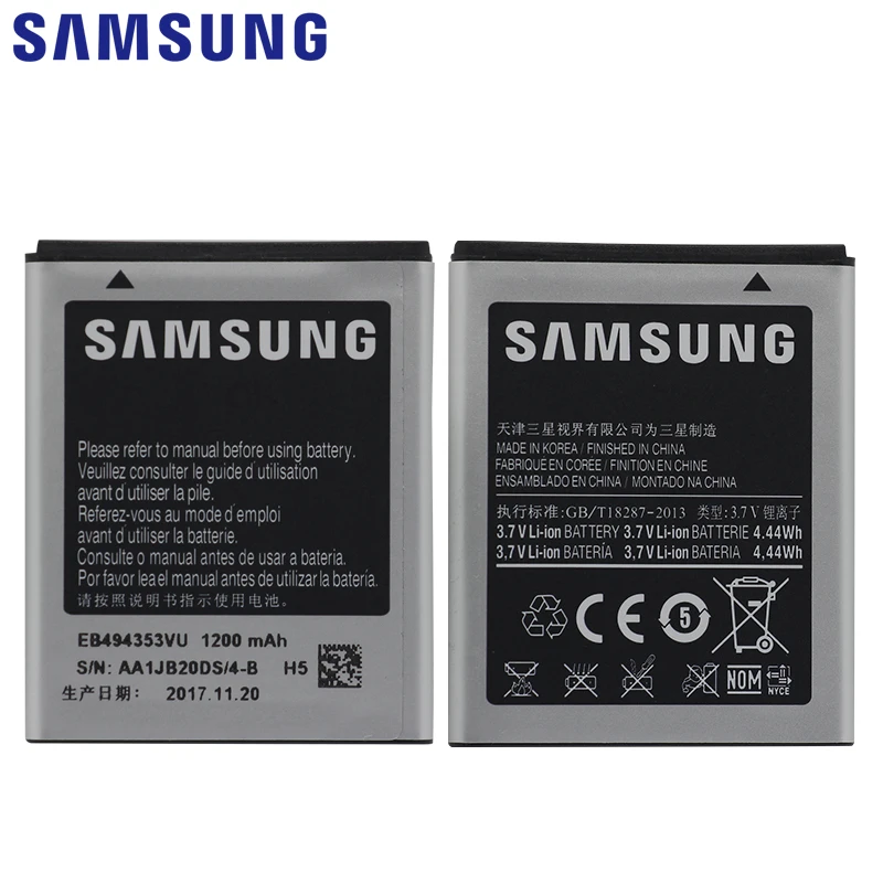 Samsung Замена телефон Батарея EB494353VU 1200 мА-ч для samsung S5232 S5330 C6712 S5750 GT-S5570 i559 S5570 натуральная Батарея